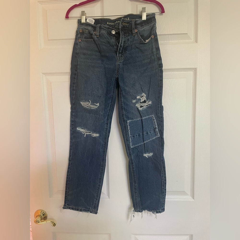 American Eagle Outfitters Dark Blue Distressed Jeans